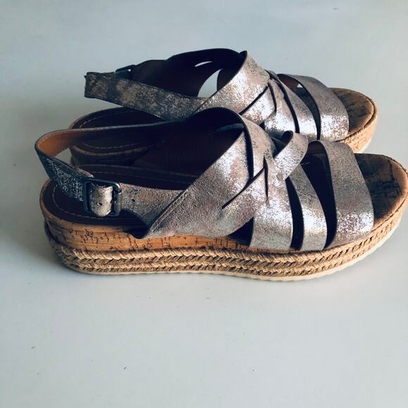 Trask 'Randi' Women's 9.5 Pewter Platform Sandal Strappy - Picture 8 of 12